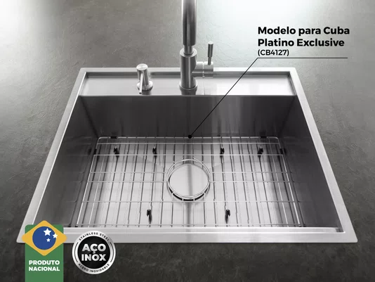 Grade Aramada Quadratta 60x37cm Em Aço Inox Eletropolido para Cuba Platino Exclusive
