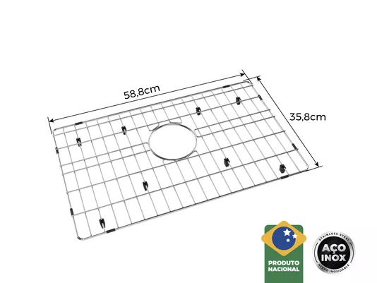 Grade Aramada Quadratta 60x37cm Em Aço Inox Eletropolido para Cuba Platino Exclusive