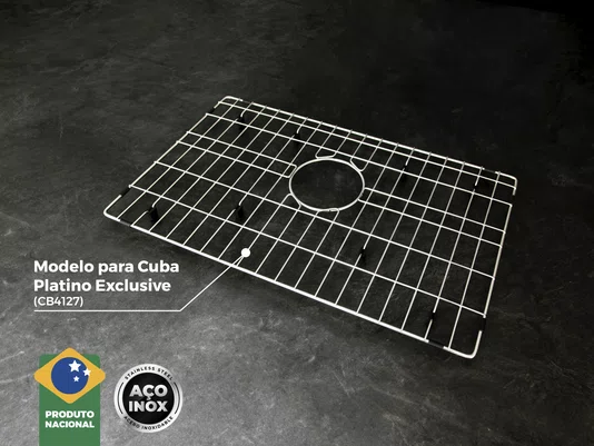 Grade Aramada Quadratta 60x37cm Em Aço Inox Eletropolido para Cuba Platino Exclusive