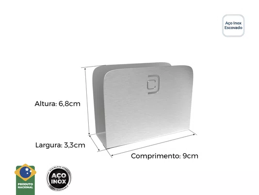Kit 10 Porta Guardanapo Aço Inox Escovado Mesa Casa Bar Restaurante