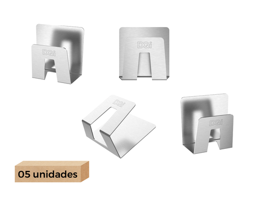 Kit 5un Do Suporte Multiuso DQI Com Fita Dupla-Face Em Aço Inox Escovado