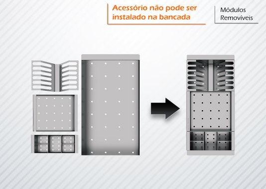 Kit Cesto Escorredor 3 Módulos Em Aço Inox Escovado 42,3x20cm
