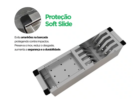 Kit Cesto Escorredor Mini Calha Úmida 3 Módulos 42,3x12cm
