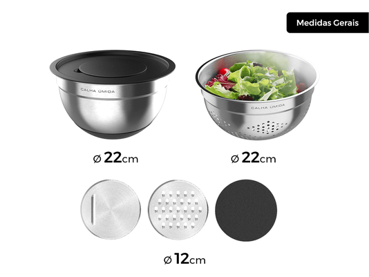 Kit Tábua e Acessórios Multifuncionais Para Cozinha e Cubas Platino