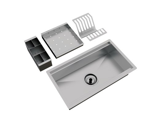 Calha Úmida Escorredor Completo Inox Sobrepor Basic 3 Módulos 43cm
