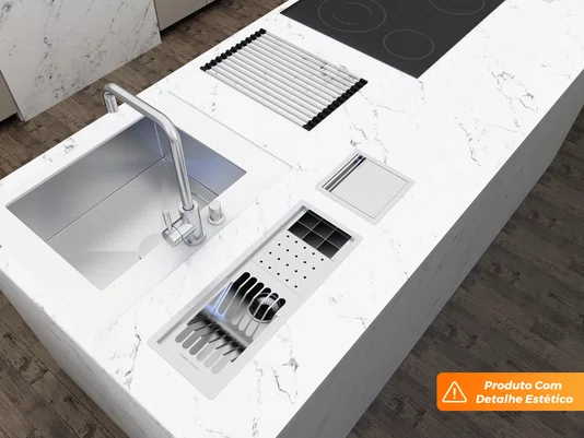 Kit Escorredor Embutido Sobrepor Calha Úmida Kitchen 3 Módulos 53cm (Outlet)