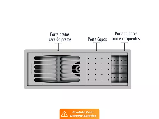Kit Escorredor Embutido Sobrepor Calha Úmida Kitchen 3 Módulos 53cm (Outlet)