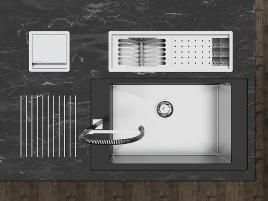 Calha Úmida Canal Equipado Completo Sobrepor Inox Kitchen 3 Módulos 60cm