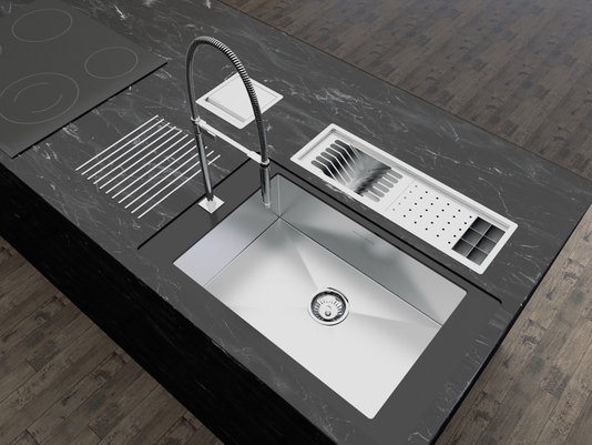 Calha Úmida Canal Equipado Completo Sobrepor Inox Kitchen 3 Módulos 60cm