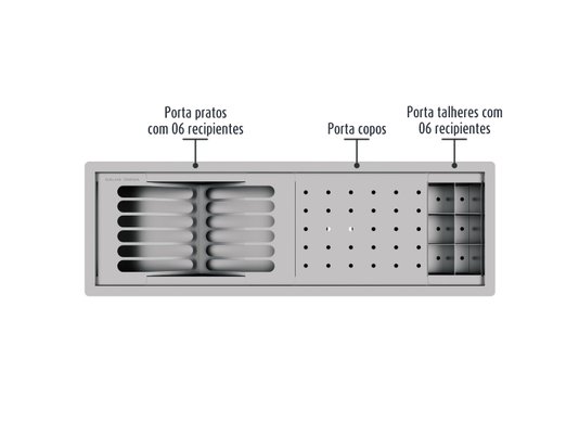 Calha Úmida Canal Equipado Completo Sobrepor Inox Kitchen 3 Módulos 60cm