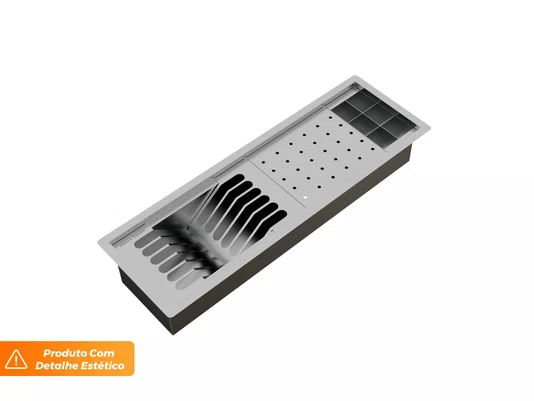 Canal Equipado Embutido Kit Escorredor Sobrepor Calha Úmida Kitchen 3 Módulos 60cm (Outlet)