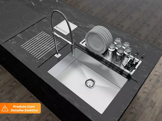 Canal Equipado Embutido Kit Escorredor Sobrepor Calha Úmida Kitchen 3 Módulos 60cm (Outlet)