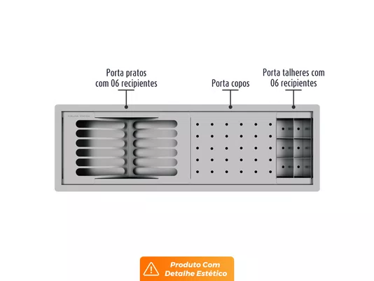 Canal Equipado Embutido Kit Escorredor Sobrepor Calha Úmida Kitchen 3 Módulos 60cm (Outlet)
