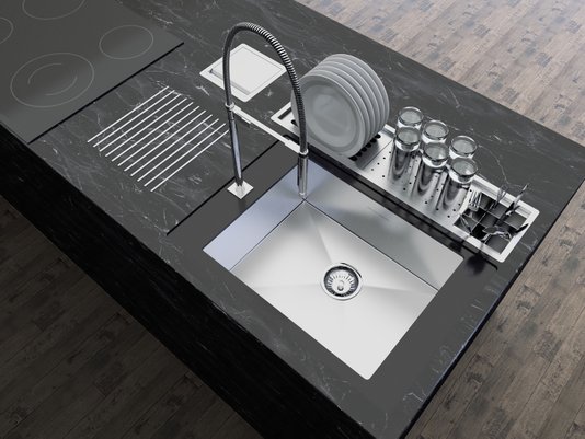 Escorredor Equipado Inox Calha Úmida Sobrepor Kitchen 3 Módulos 73,5cm