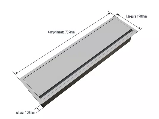 Canal Escorredor Para Sobrepor Calha Úmida Com Tampa Kitchen 3 Módulos 73,5cm