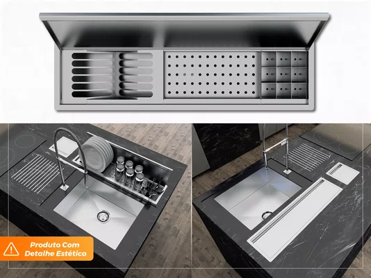 Kit Escorredor Sobrepor Calha Úmida Kitchen 3 Módulos 73,5cm CT (Outlet)