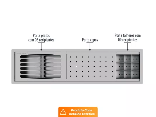 Kit Canal Organizador Embutido Escorredor Sobrepor Calha Úmida Kitchen 3 Módulos 73,5cm (Outlet)