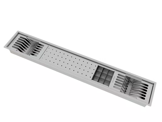 Canal Equipado Inox Calha Úmida Sobrepor Kitchen 4 Módulos 118cm