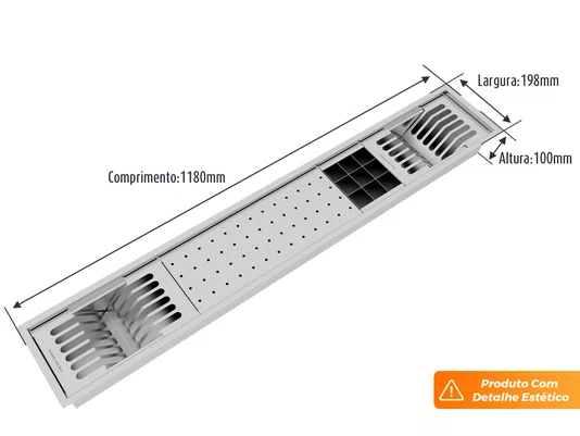 Kit Escorredor Sobrepor Embutir Calha Úmida Kitchen 4 Módulos Completo 118cm (Outlet)