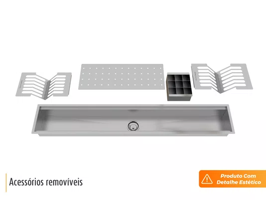 Kit Escorredor Sobrepor Embutir Calha Úmida Kitchen 4 Módulos Completo 118cm (Outlet)