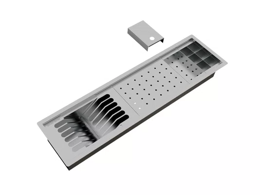Calha Úmida Escorredor Inox Equipado Sobrepor Kitchen 4 Módulos 73,5cm PET