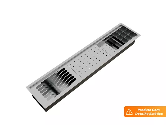 Kit Escorredor Embutido Sobrepor Calha Úmida Kitchen 4 Módulos 90cm (Outlet)