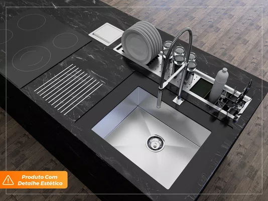 Kit Escorredor Embutido Sobrepor Calha Úmida Kitchen 4 Módulos 90cm (Outlet)