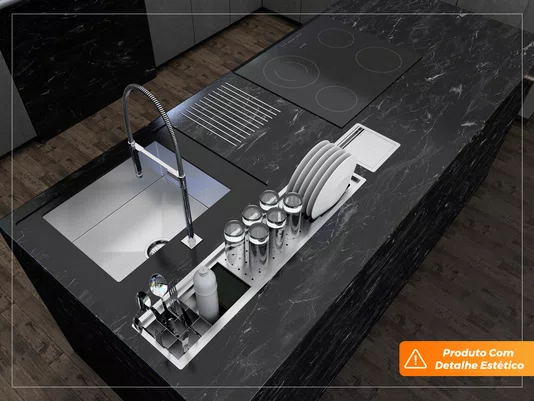 Kit Escorredor Embutido Sobrepor Calha Úmida Kitchen 4 Módulos 90cm (Outlet)