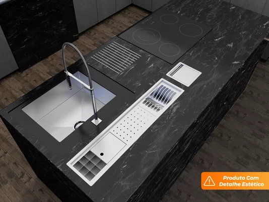 Kit Escorredor Sobrepor Calha Úmida Embutida Kitchen 4 Módulos 90cm PEDT (Outlet)