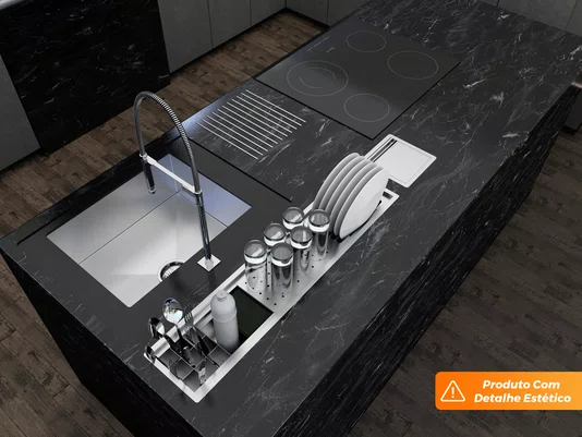 Kit Escorredor Sobrepor Calha Úmida Embutida Kitchen 4 Módulos 90cm PEDT (Outlet)