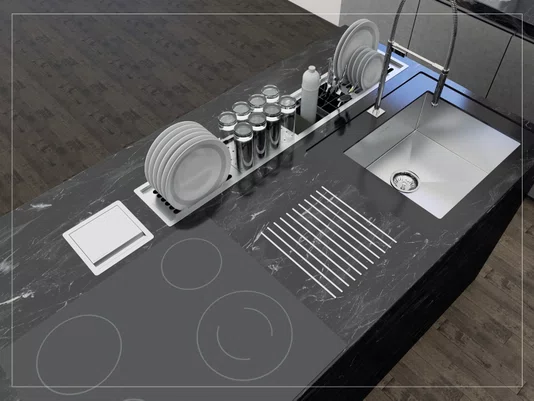 Escorredor Organizador Calha Úmida Inox Kitchen 5 Módulos 118cm TPE
