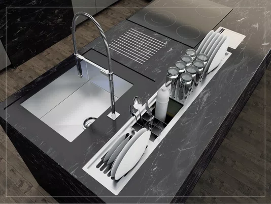 Escorredor Organizador Calha Úmida Inox Kitchen 5 Módulos 118cm TPE