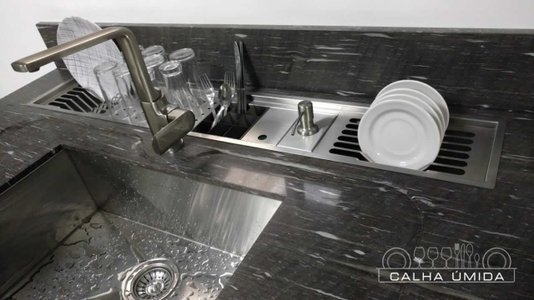 Calha Úmida Canal Embutido Sobrepor Inox Kitchen 5 Módulos 118cm DPTE
