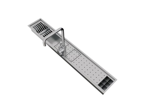 Canal Organizador Calha Úmida Com Torneira Inox Kitchen Exclusive 7 Módulos 118cm