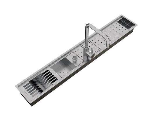 Kit Escorredor Sobrepor Calha Úmida Kitchen Exclusive 7 Módulos 118cm