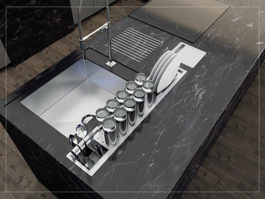 Calha Úmida Escorredor Embutido Inox Sobrepor Slim 3 Módulos 85cm