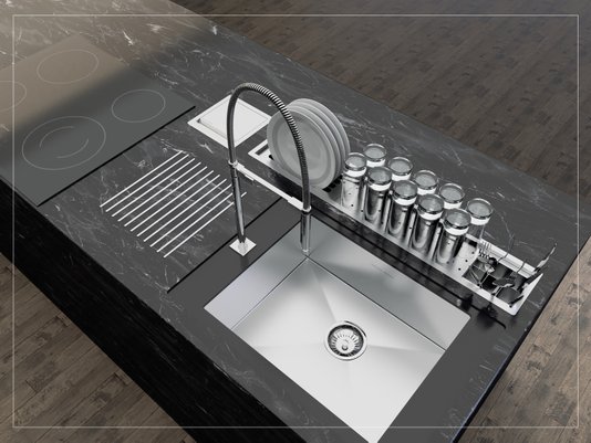 Calha Úmida Escorredor Embutido Inox Sobrepor Slim 3 Módulos 85cm