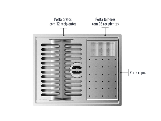 Cuba Kit Escorredor Inox Organizador Cozinha Sobrepor Calha Úmida Quadratta 3 Módulos