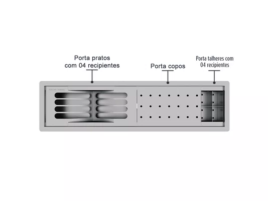 Calha Úmida Canal Escorredor Louça Embutido Sobrepor Inox Slim 3 Módulos 60cm