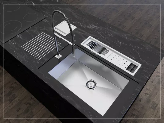 Calha Úmida Canal Escorredor Louça Embutido Sobrepor Inox Slim 3 Módulos 60cm