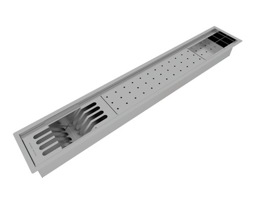 Kit Escorredor Sobrepor Calha Úmida Slim 4 Módulos 100cm