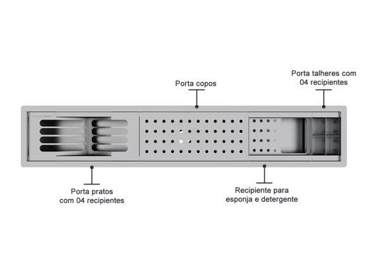 Calha Úmida Canal Escorredor Sobrepor Inox Cozinha Slim 4 Módulos 85cm