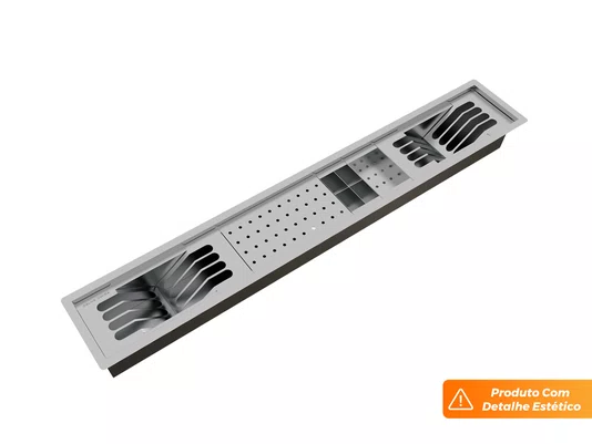 Calha Úmida Completa Escorredor Slim 5 Módulos 100cm Com Válvula (Outlet)