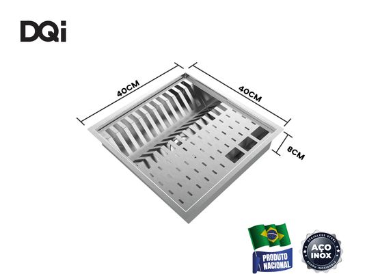 Cuba Kit Escorredor Equipado Louça DQI Quadrado Módulo Único 40x40cm