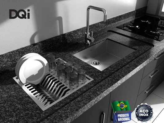 Cuba Kit Escorredor Equipado Louça DQI Quadrado Módulo Único 40x40cm