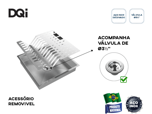 Cuba Kit Escorredor Equipado Louça DQI Quadrado Módulo Único 40x40cm