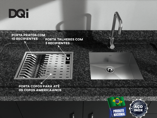 Kit Escorredor Sobrepor DQI Quadrado Módulo Único 44x34cm