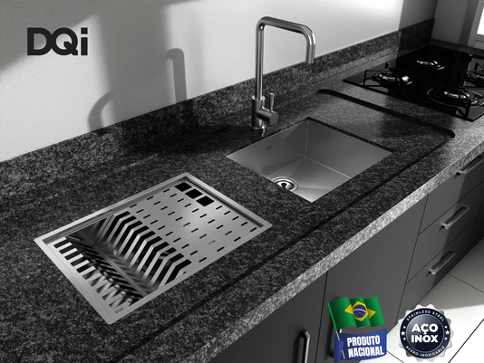 Kit Escorredor Sobrepor DQI Quadrado Módulo Único 44x34cm