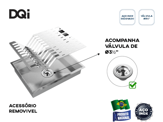 Kit Escorredor Sobrepor DQI Quadrado Módulo Único 44x34cm
