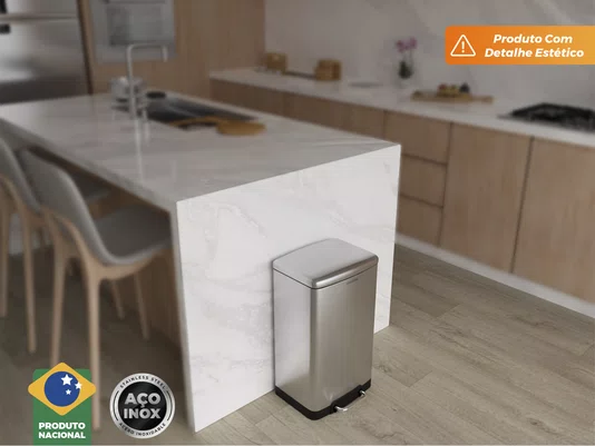 Lixeira Inox 30L Nobille Pedal Reforçado Com Amortecedor (Outlet)